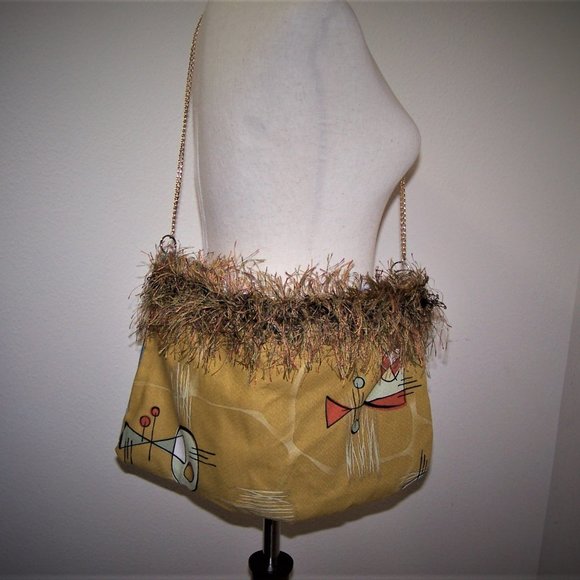 Sully and Duncan Handbags - Retro Hip Chix Shoulder Bag Jean/MCM Fabric Funky